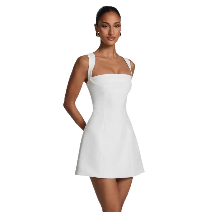 Damen figurbetontes Minikleid mit breiten Trägern und elegantem Ausschnitt Drune