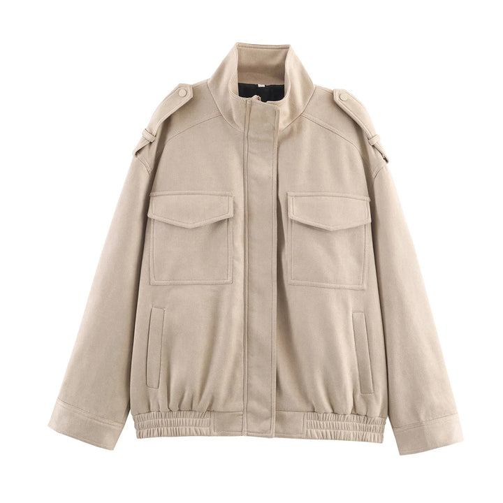 Herren nan utility‑Fieldjacke mit Schulterklappen, aufgesetzten Pattentaschen, verdeckter Reißverschluss und elastischem Saum Drune