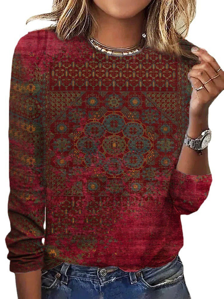 Damen Langärmeliges Oversize-Sweatshirt mit abstraktem Aquarell-Mosaikprint Drune