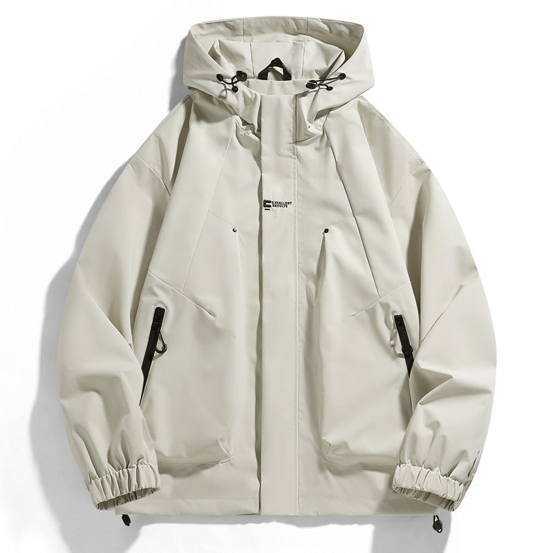 Herren wind- und wasserabweisende Kapuzenblouson mit ergonomischen Nähten, verstellbarem Saum und sicheren Reißverschlusstaschen Drune