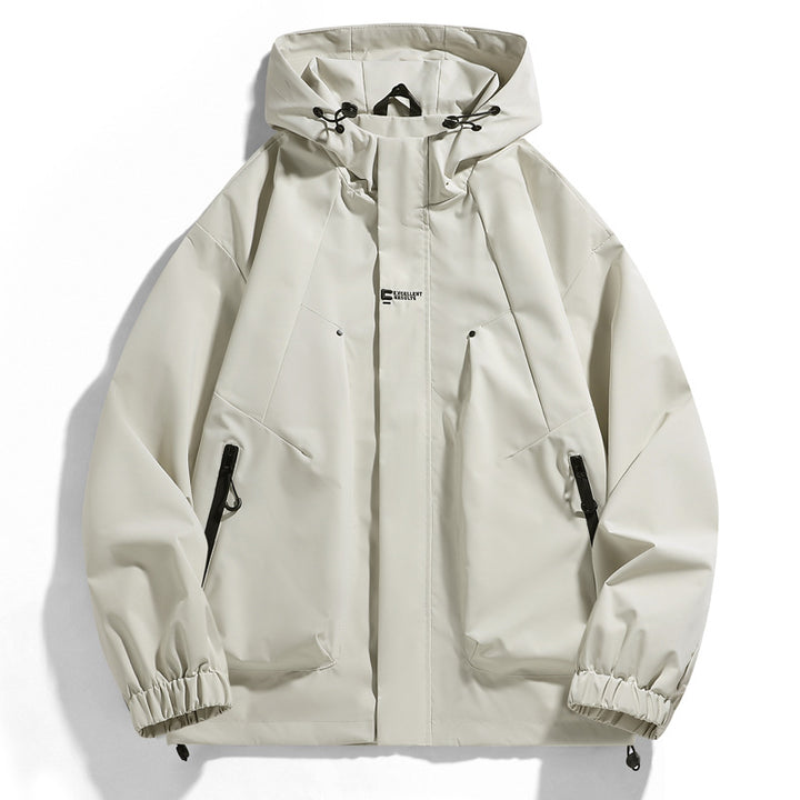 Herren wind- und wasserabweisende Kapuzenblouson mit ergonomischen Nähten, verstellbarem Saum und sicheren Reißverschlusstaschen Drune