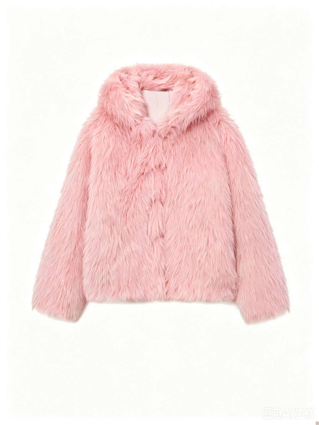 Damen Kurzblouson aus langfaserigem Shaggy‑Faux‑Fur mit hohem Schalkragen und klarer Boxy‑Silhouette Drune
