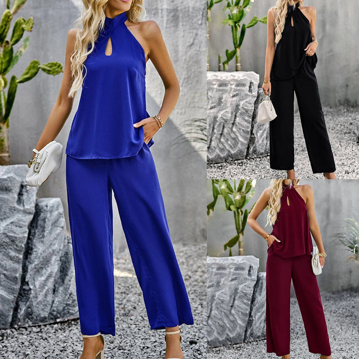 Damen Elegantes Hochkragen-Jumpsuit-Set Drune