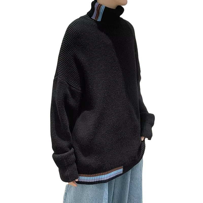 Herren Strickpullover mit hohem Kragen und modernen Rippendetails Drune