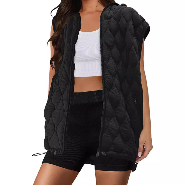 Damen Weste mit Kapuze und gestepptem Design Drune