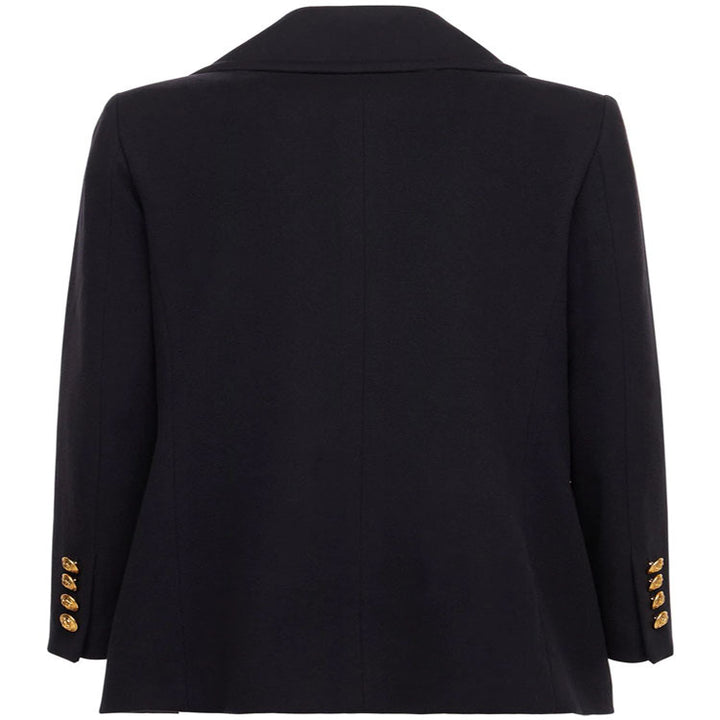Damen Kurzer Zweireihiger Wollmix-Peacoat mit goldenen Zierrundknöpfen und taillierter Silhouette Drune