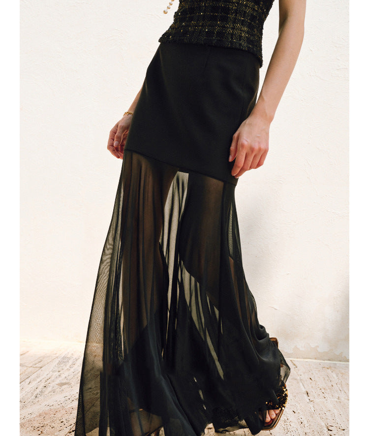 Damen Eleganter Midirock aus zartem Chiffon Drune