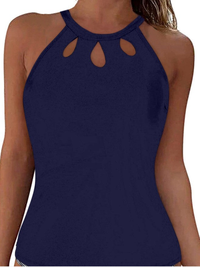 Damen Sportliches Tankini-Oberteil mit modischem Rundhalsausschnitt und Cut-Outs Drune