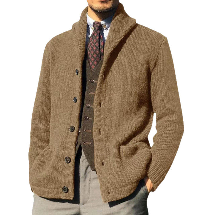 Herren Strickjacke mit modernem Stehkragen und praktischen Knöpfen Drune