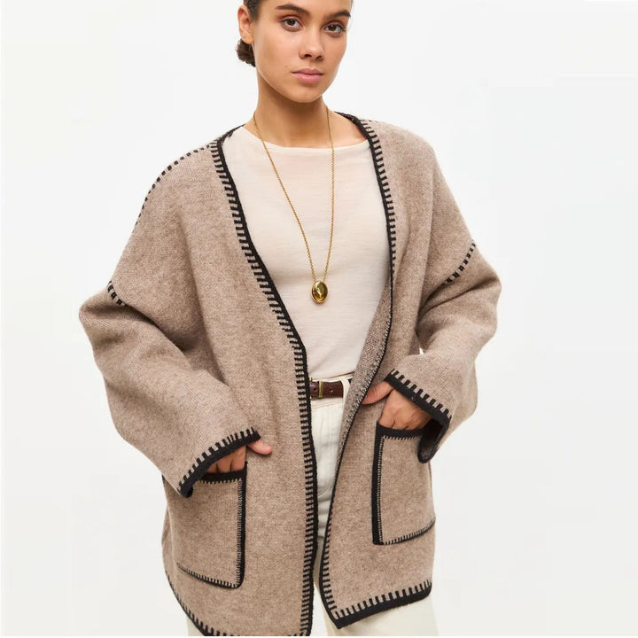 Damen Strickjacke mit breiten Ärmeln und taillierbarem Gürtel Drune