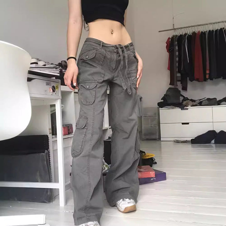 Damen Cargo-Hose mit seitlichen Taschen und verstellbarem Bund Drune
