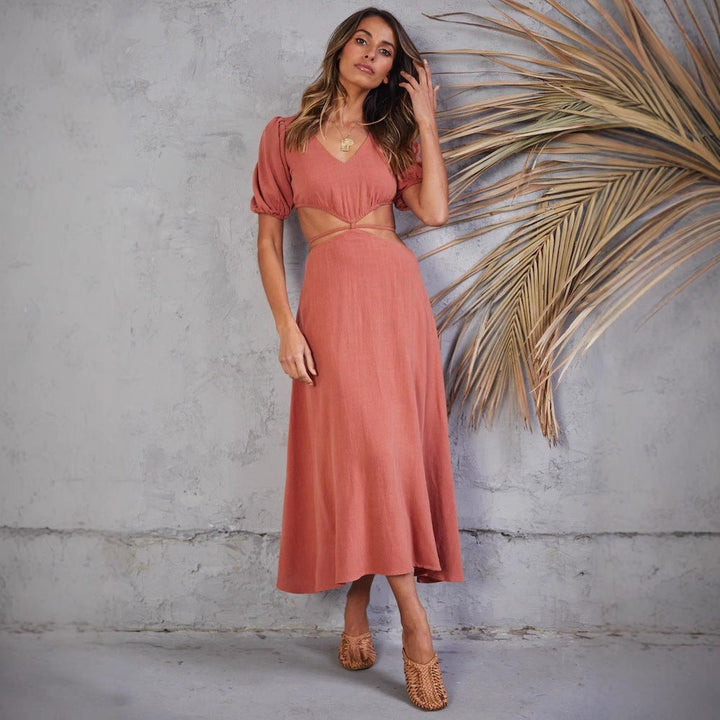 Damen Maxikleid mit kreativen Cut-Outs Drune