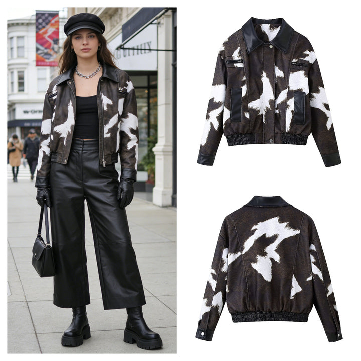 Damen Kunstlederjacke mit exotischem Tierdesign Drune