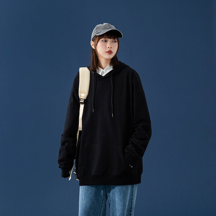 Damen Oversize-Kapuzenpullover mit Kängurutasche, tiefem Schulterfall und verstellbarer Kordel Drune