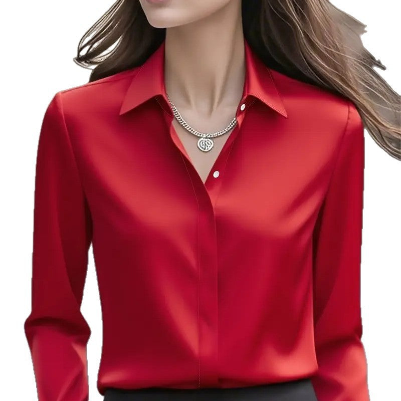 Damen Elegante satiniert Bluse Drune