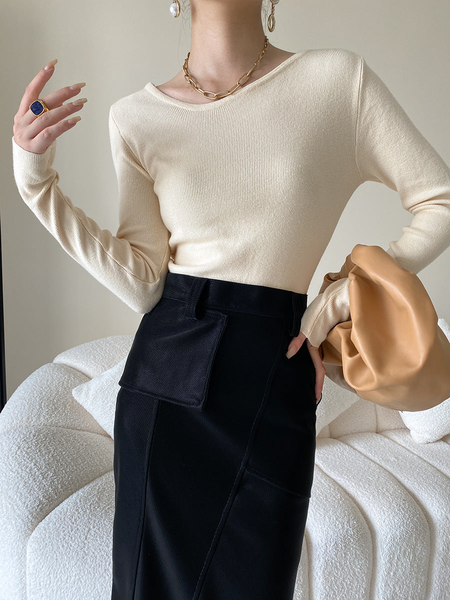 Damen Langarmshirt mit feiner Rippstruktur Drune