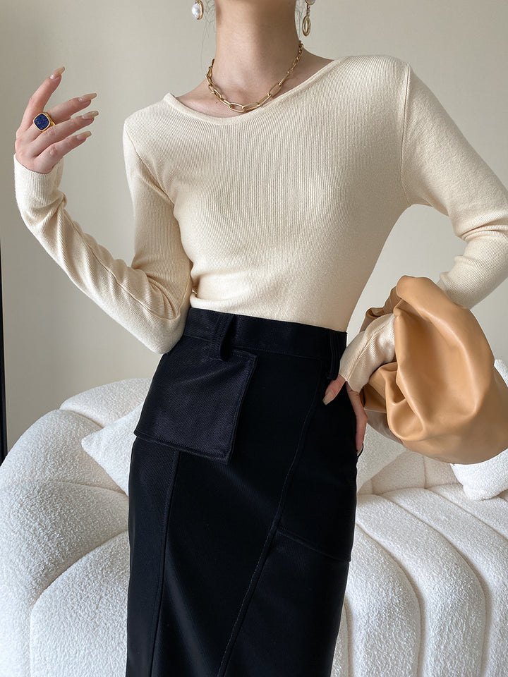 Damen Langarmshirt mit feiner Rippstruktur Drune
