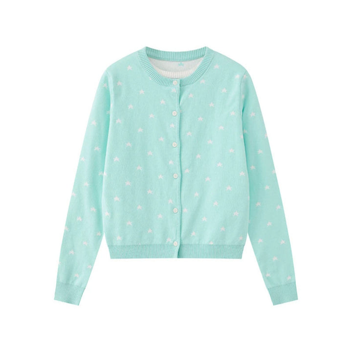 Damen Feinstrick-Cardigan mit Sternjacquard, Rundhals und Knopfverschluss Drune