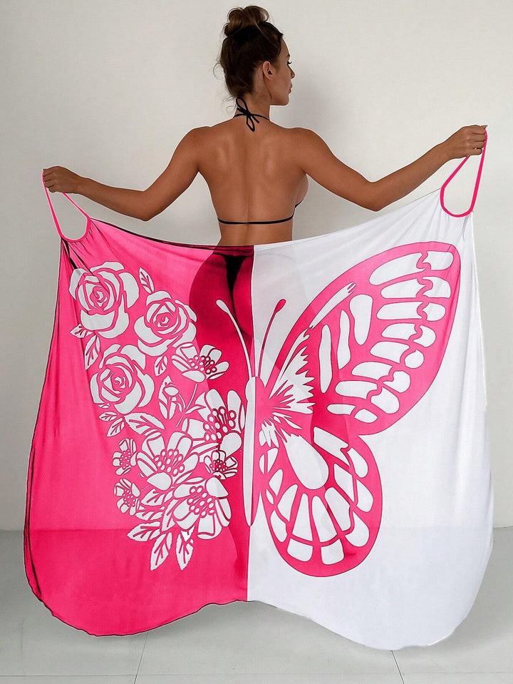 Damen Strandtuch mit elegantem Schmetterlingsdruck Drune