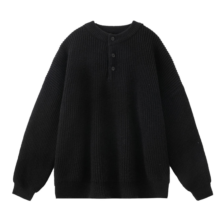 Damen Grobgestrickter Henley-Pullover mit geknöpfter Brustleiste und Boxy-Schnitt Drune