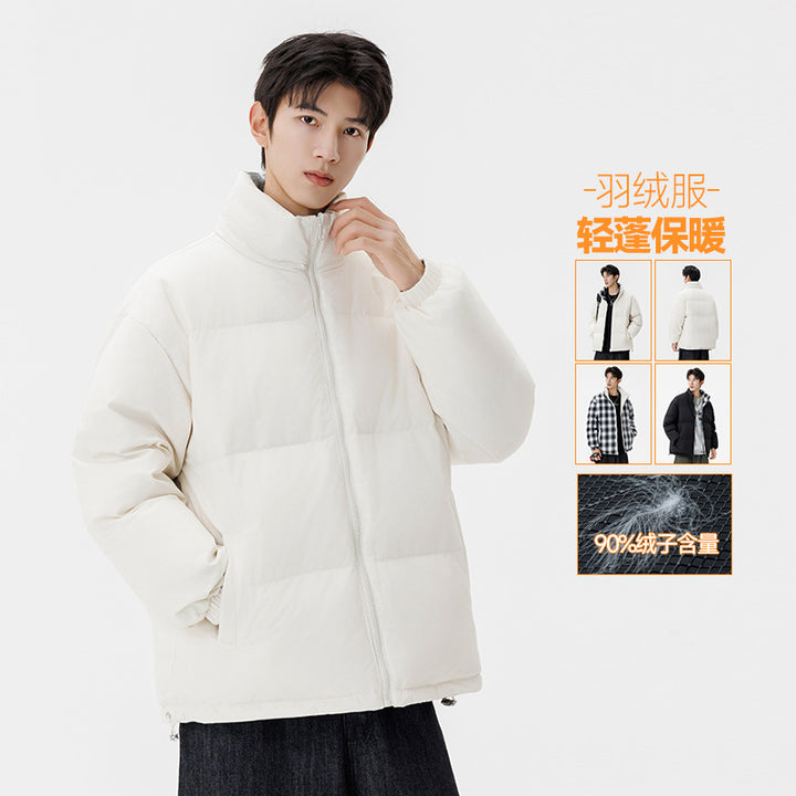 Unisex Wattierte Übergangsjacke mit kariertem Innenfutter und Stehkragen Drune