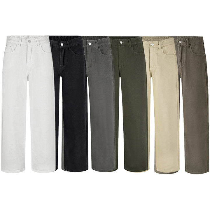 Herren Weite Baumwoll-Denim-Jeans im Straight‑Baggy‑Schnitt mit hoher Bundlinie Drune