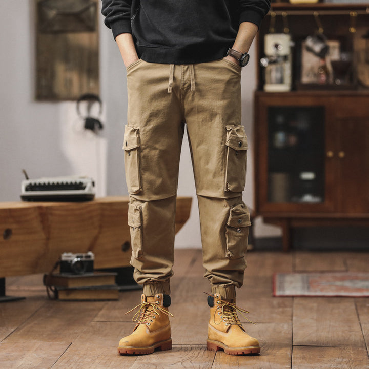 Herren lockere Cargo-Jogginghose mit Multifunktionstaschen, Kordelzug und elastischen Bündchen Drune