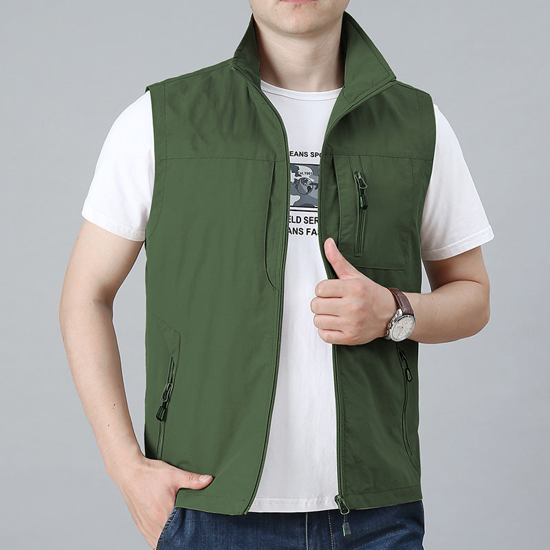 Herren nan technische Zip-Weste mit hochgeschlossenem Kragen wasserabweisendem Nylon und Sicherheitsreißverschlusstaschen Drune