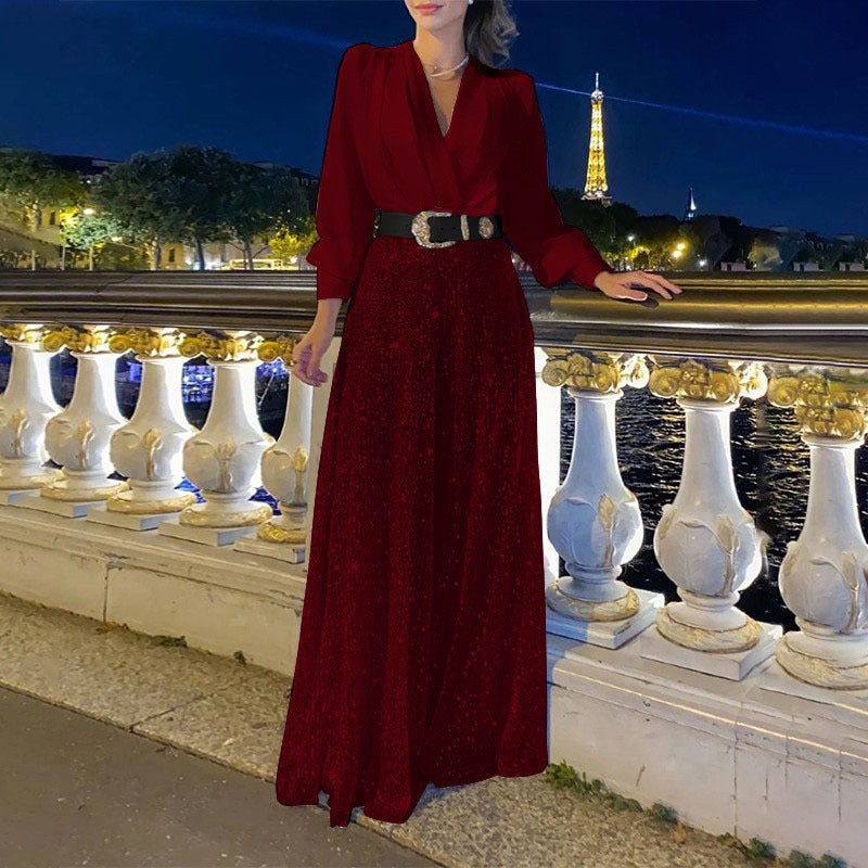 Damen Funkelndes Abendkleid mit elegantem Oberteil und glitzerndem Rock Drune