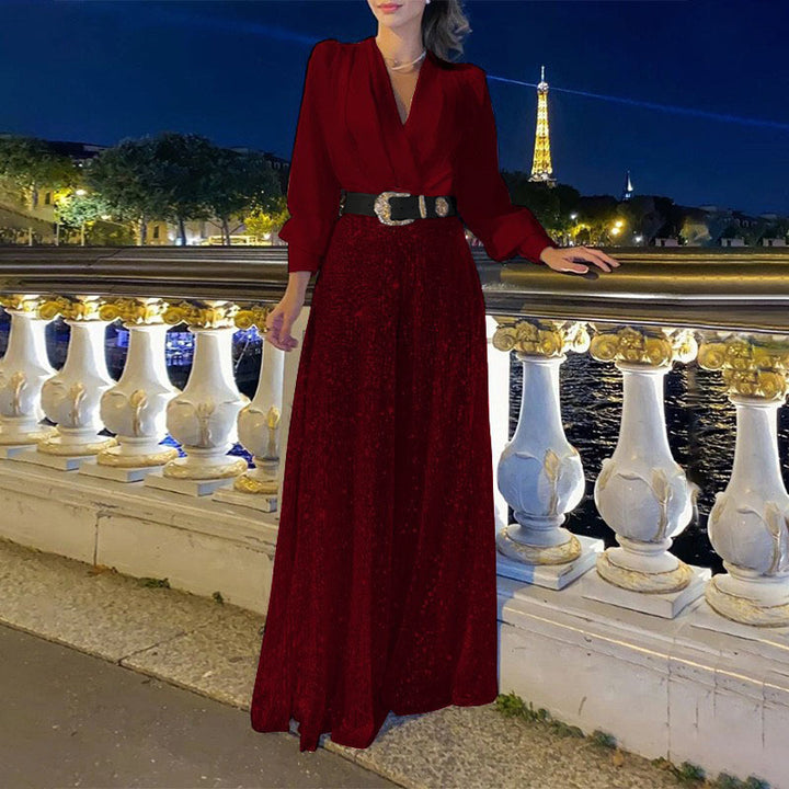 Damen Funkelndes Abendkleid mit elegantem Oberteil und glitzerndem Rock Drune