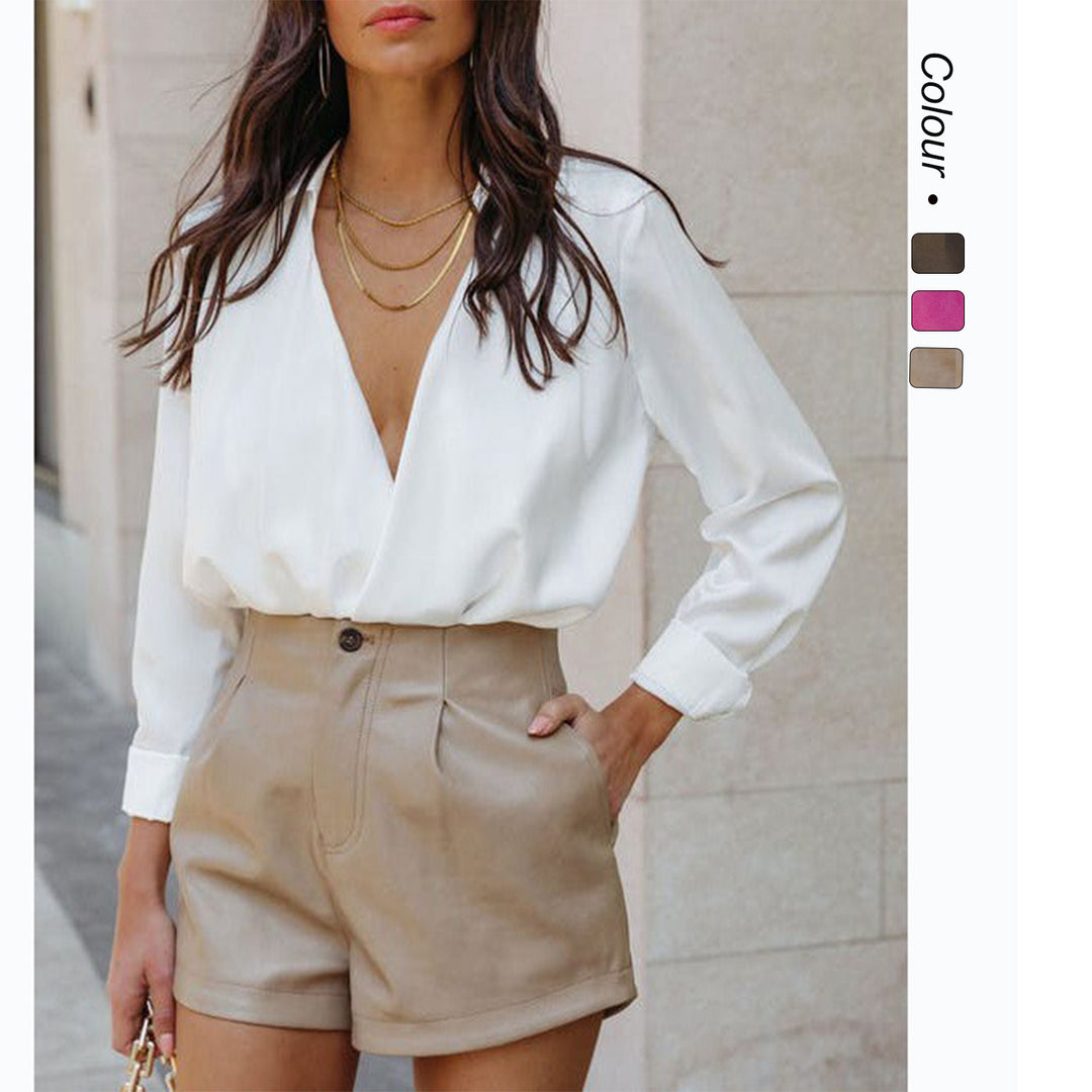 Damen Modische High-Waist-Shorts mit eleganter Färbetechnik und praktischen Taschen Drune