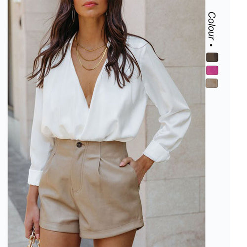 Damen Modische High-Waist-Shorts mit eleganter Färbetechnik und praktischen Taschen Drune
