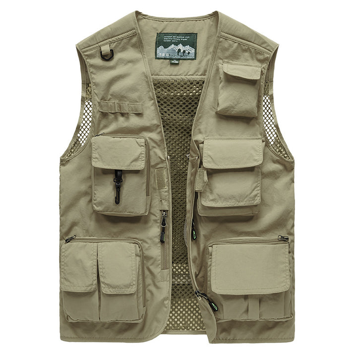 Herren Multifunktionale Angel- und Outdoorweste mit Mesh-Rücken und Mehrfachtaschen Drune