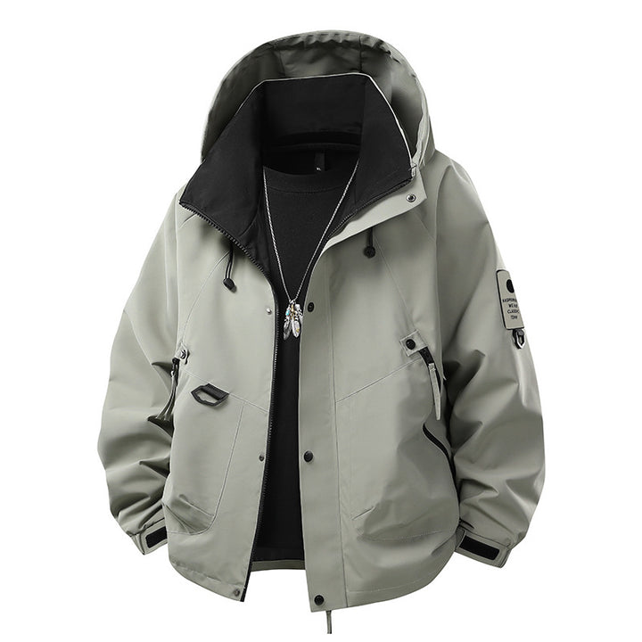 Herren Wasserdichte Outdoor‑Utility‑Regenjacke mit Kapuze, Mehrfachtaschen und verstellbarem Saum Drune