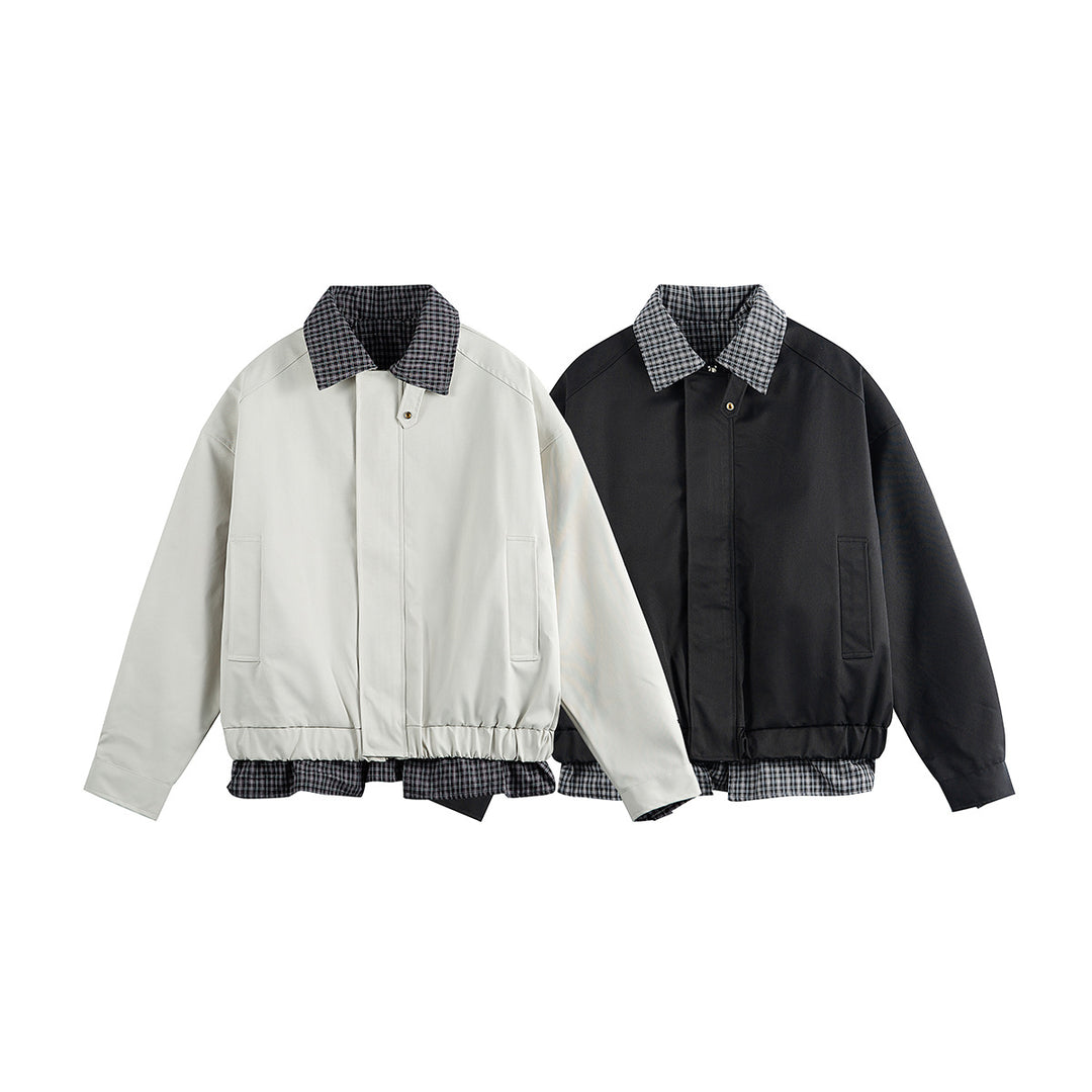 Herren Layered-Optik Blousonjacke mit Karokragen und verstellbarem Saum Drune