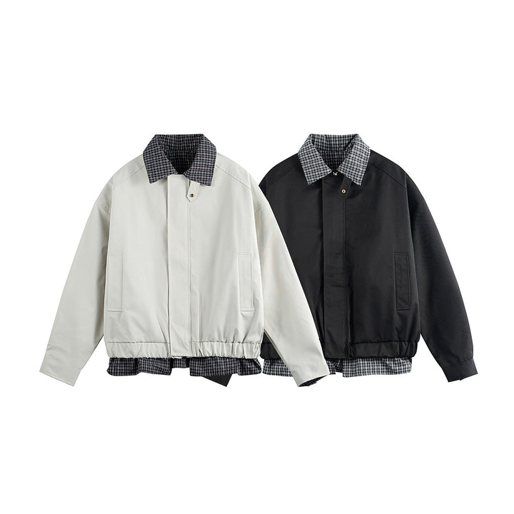 Herren Layered-Optik Blousonjacke mit Karokragen und verstellbarem Saum Drune