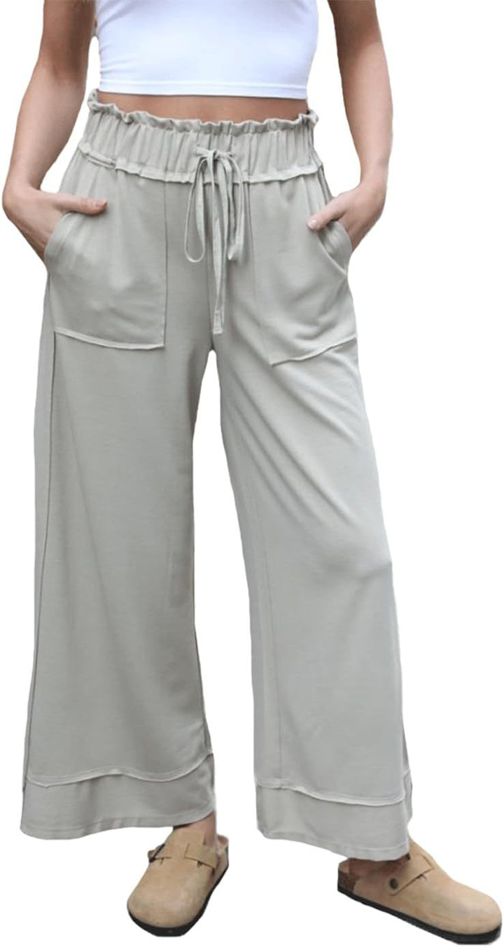 Damen Modische Palazzo-Hose mit elastischem Bund und praktischen Taschen Drune