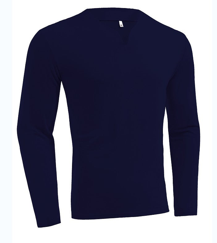 Herren nan Langarmshirt mit V-Ausschnitt Slim Fit Baumwollmix und elastischem Komfortbund Drune