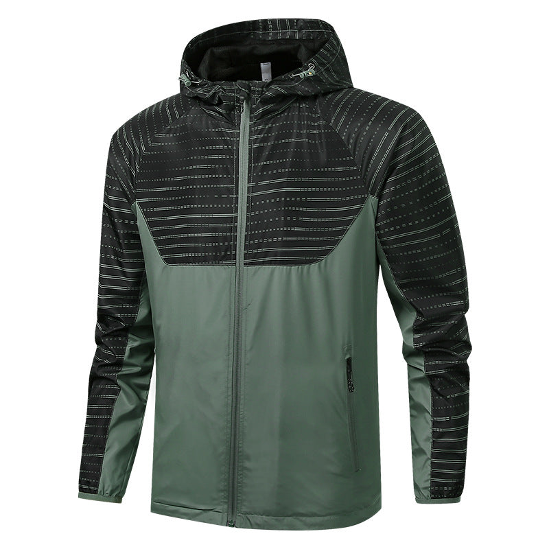 Herren Leichte Reflektierende Kapuzen-Windjacke mit Mesh-Futter und Reißverschlusstaschen Drune