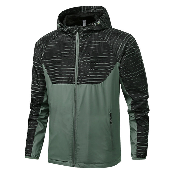 Herren Leichte Reflektierende Kapuzen-Windjacke mit Mesh-Futter und Reißverschlusstaschen Drune