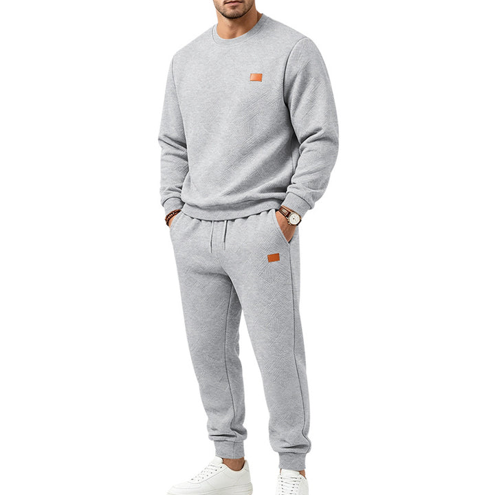 Herren Gemustertes Komfort-Sweatset mit Rundhals-Sweatshirt und Kordel-Jogginghose Drune