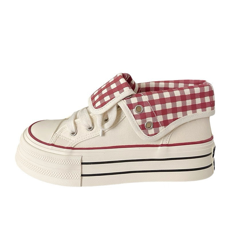 Damen Plateau-Sneaker mit modischen Karomotiven und strapazierfähigem Obermaterial Drune
