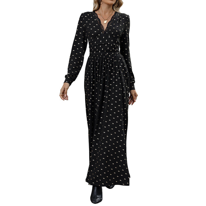 Damen Elegantes Maxikleid mit Spitze und Rüschen Drune