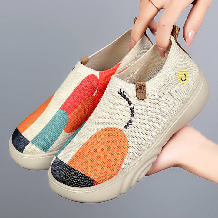 Damen Modische Slip-On Sneakers mit atmungsaktiver Netzkonstruktion und einzigartigem Design Drune