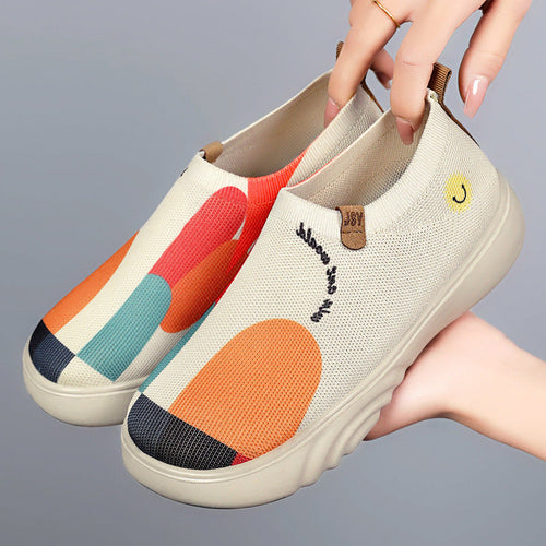 Damen Modische Slip-On Sneakers mit atmungsaktiver Netzkonstruktion und einzigartigem Design Drune