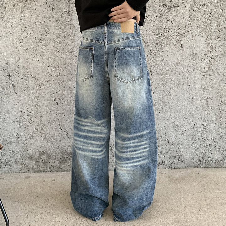 Damen Weite High‑Waist Baggy-Jeans mit Used‑Fade und extra weitem Bein Drune