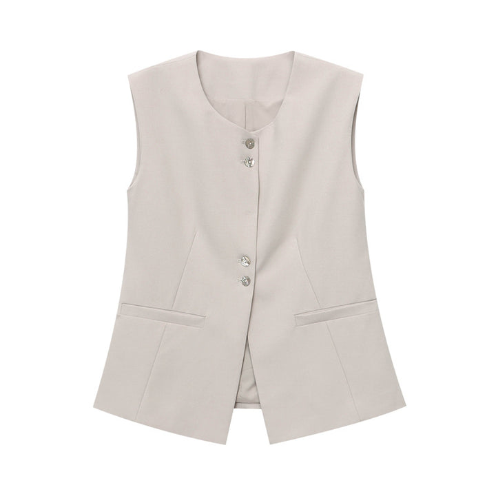 Damen elegante Weste mit Knopfdetails und praktischen Taschen Drune