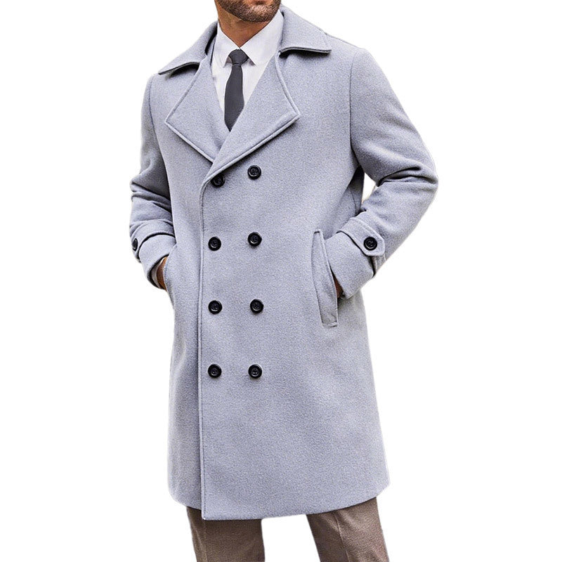 Herren eleganter Doppelt-Mantel mit praktischen Taschen und hochwertigem Futter Drune