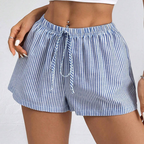 Damen gestreifte Freizeithose mit verstellbarem Kordelzug Drune