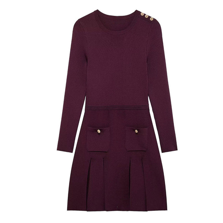 Damen Strickkleid mit dekorativen Knopfdetails und praktischen Taschen Drune